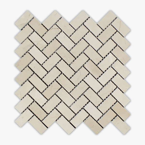 1" x 2" Marble Herringbone / Chevron Mosaic Wall & Floor Tile