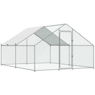 Large Metal Chicken Coop Run For Yard With Cover, 13x10x6.4 Ft