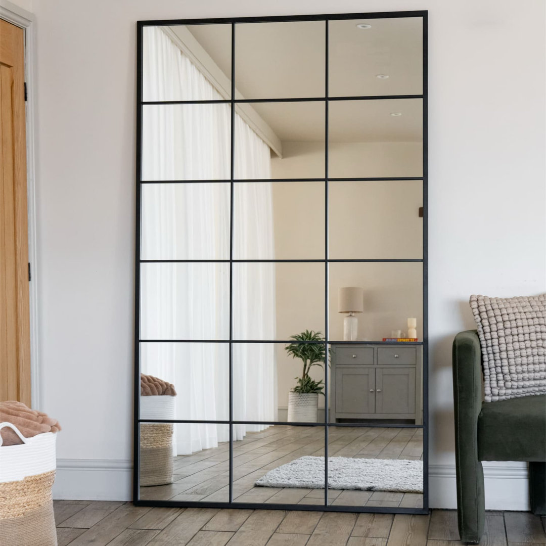 Pagazzi Black Kyō - Full Length Metal Rectangle Lattice Window Mirror - 200Cm X 120Cm - Image 3