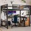 Grand lit mezzanine peu encombrant avec bureau intégré, tiroirs de rangement et structure silencieuse