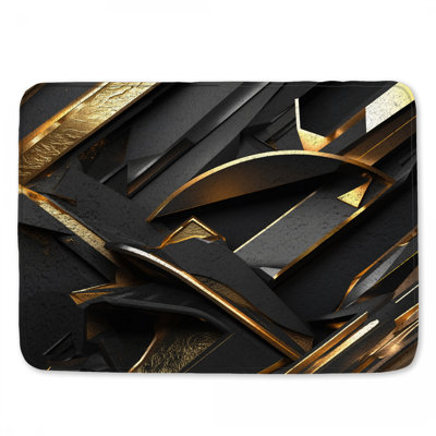 Tapis de bain à formes géométriques noires et dorées