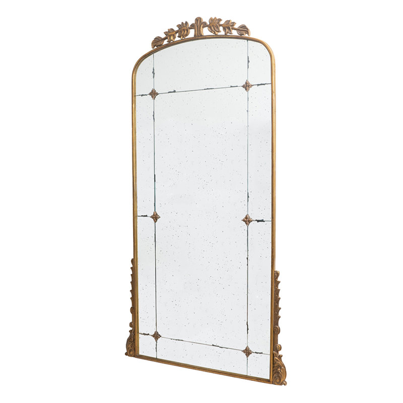 76" X 40" Lavish Full Length Mirror, Antique Gold Metal Floor Mirror For Living Room, Bedroom