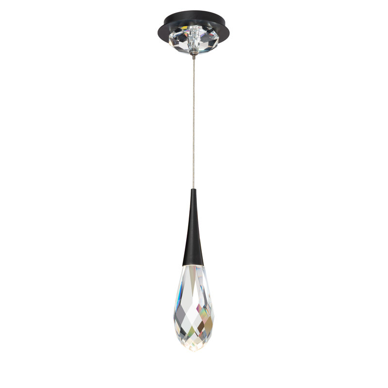 Hibiscus 1 Light LED Mini Pendant, Black