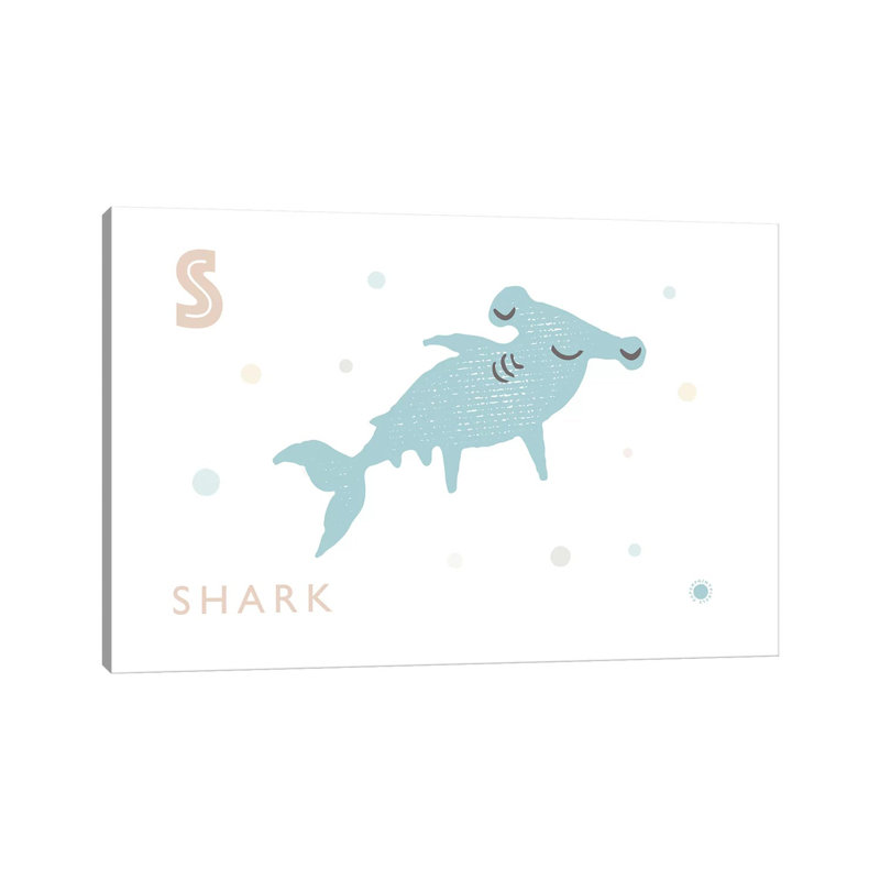Requin - imprimé, Pas de tapis, H 18 po x l 26 po x P 1,5 po, Toile tendue