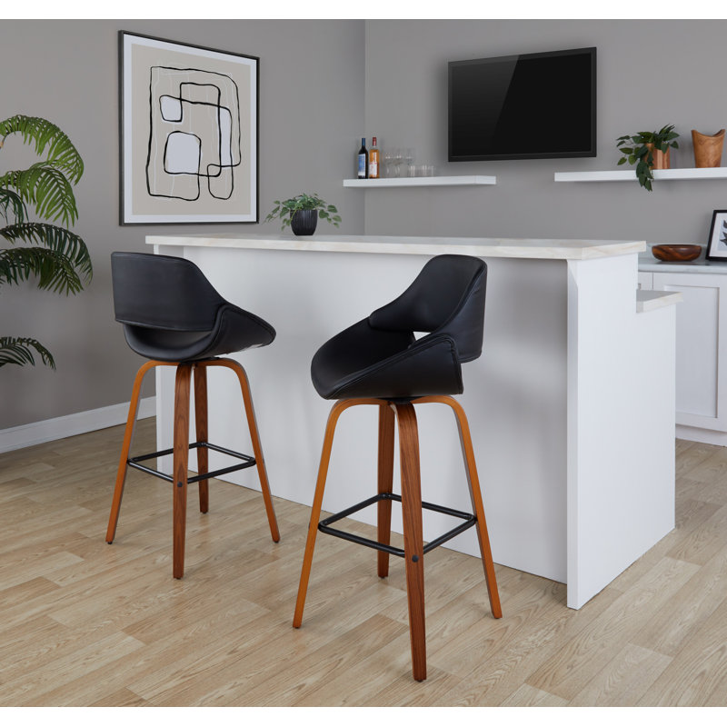 Tabouret de bar et de comptoir à hauteur fixe Laurenzio, Noir, Bar Stool (30" Seat Height)