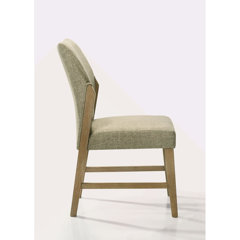 Ensemble de 2 chaises de salle à manger en lin beige avec pieds en chêne rustique