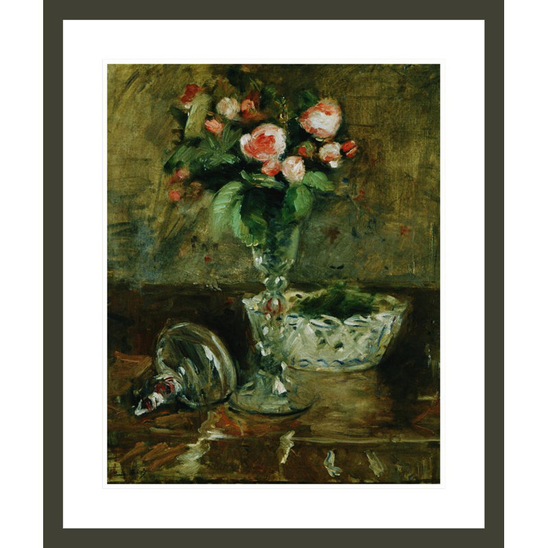 Roses par Berthe Morisot - Estampe numérique encadrée, H 27,95 po x l 23,5 po