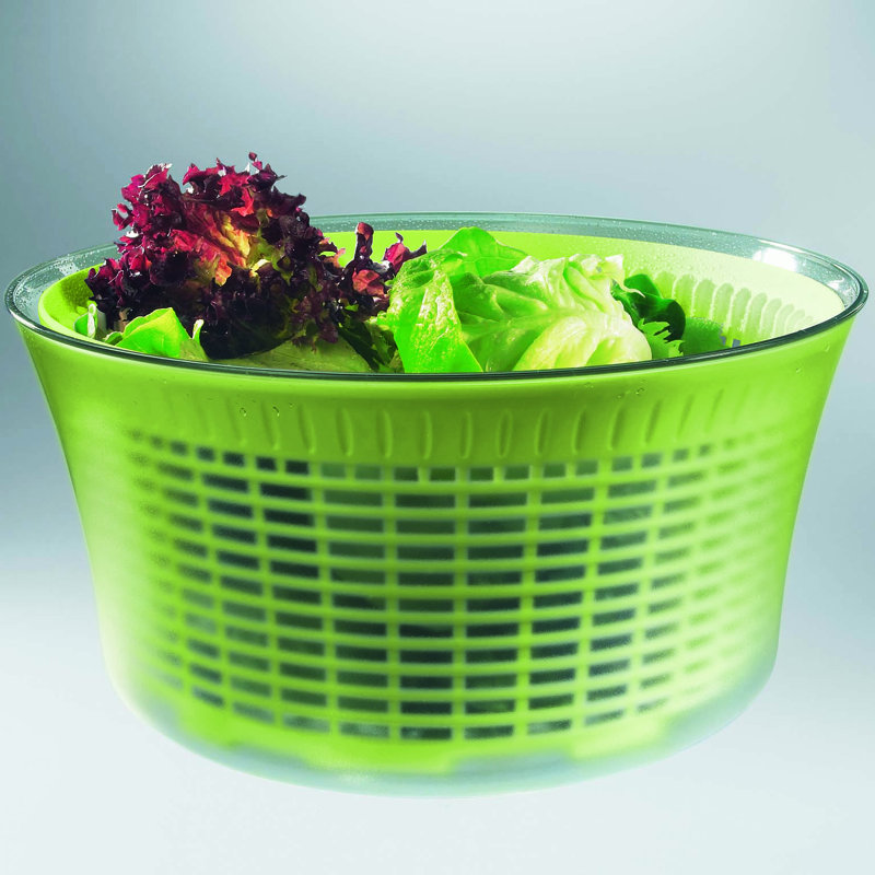 Leifheit Comfortline Signature Salad Spinner – Ergonomic Left/Right-Handed Spin, Non-Slip Base, Fast Gentle Drying, Multi-Use Bowl for Serving, Durable Hygienic White Plastic Design