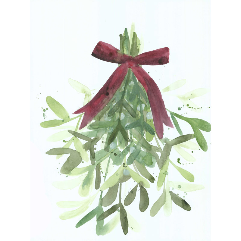 Watercolor Mistletoe 2 - Impression sur toile tendue, H 24 po x l 18 po