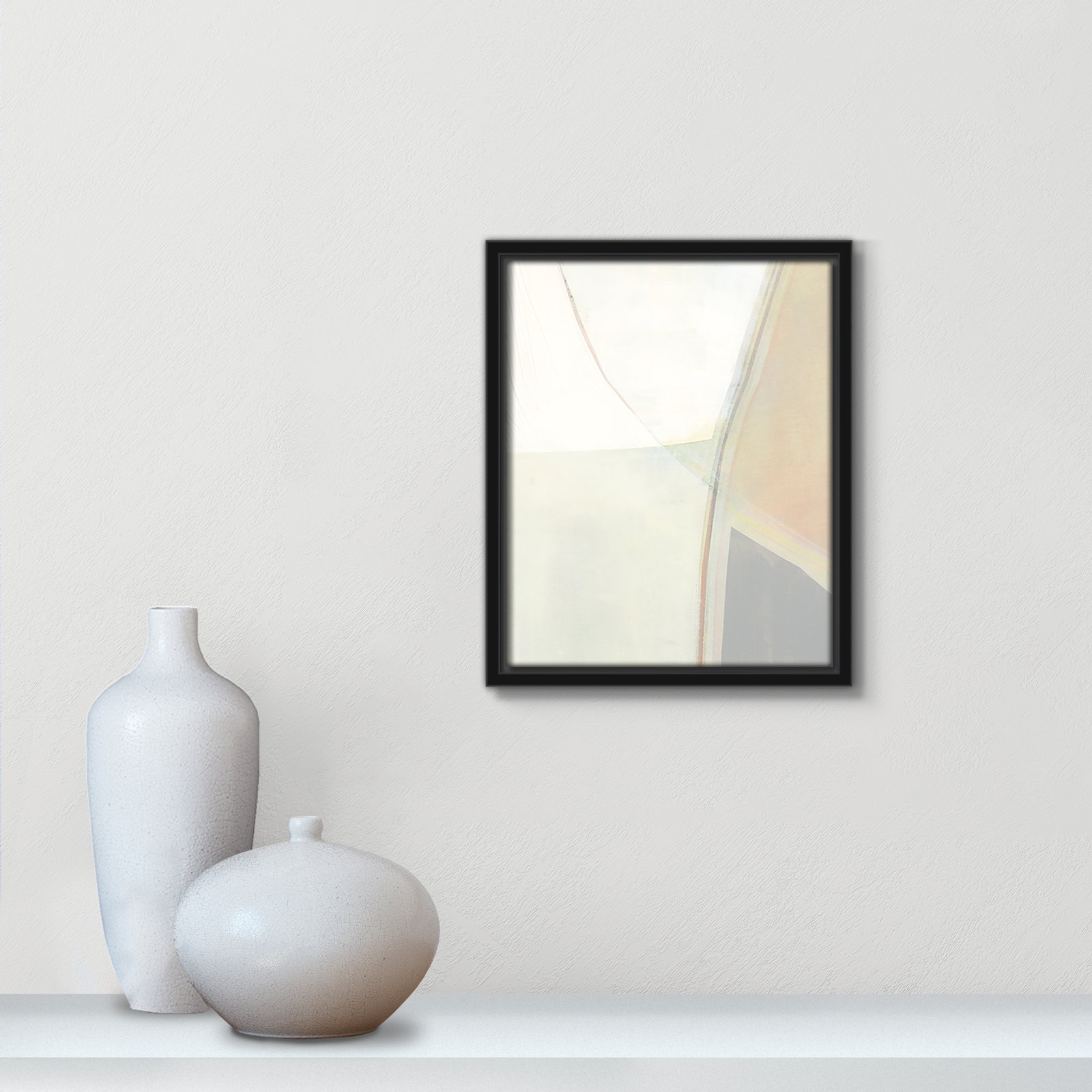 Alexandria "In Neutral II" Painting by Cartissi, 11.5" H x 9.5" W x 2" D, Black Framed Canvas