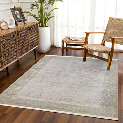 Tapis crème antidérapant tissé à motif numérique crème