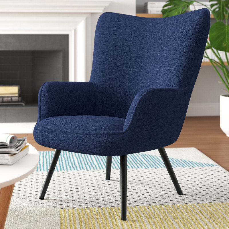 Fauteuil à oreilles Azzahra, Mélange de polyester bleu
