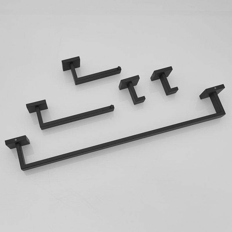 1 5 - Piece Bathroom Hardware Set, Matte Black