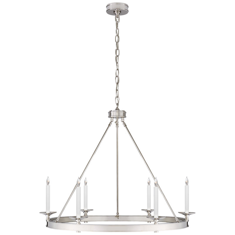 Chapman & Myers Launceton Ring Chandelier, Polished Nickel, 28.25" H x 36" W x 36" D