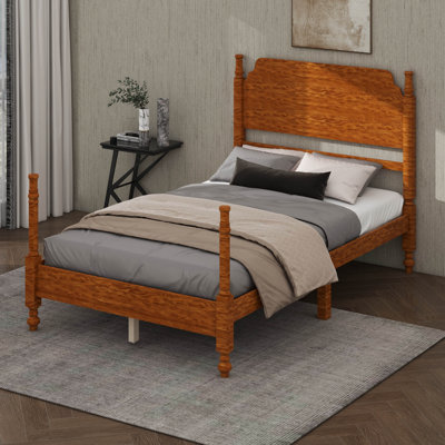 Traditional Wood Spindle Post Bed, Vintage Platform Bed, No Box Spring Required