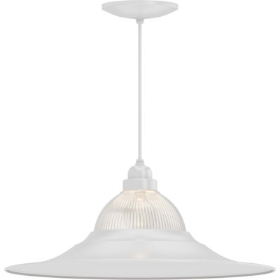 Luminaire suspendu intérieur blanc 1 lumière Attar avec abat-jour en verre côtelé transparent Attar