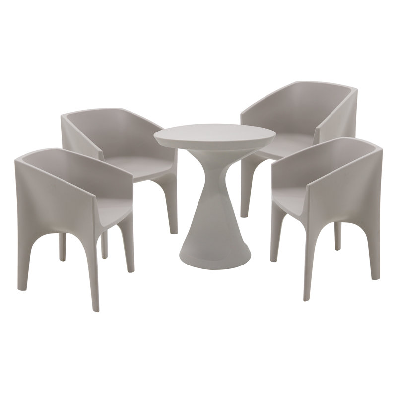 Tramontina Paco 5 Pcs. Polyethylene Lounge Set, Grey, Burgundy