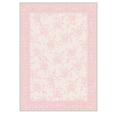 Atascadero Floral Pink Ribbon Bow Machine Washable Pink / Beige Indoor Area Rug with Non-Slip Backing