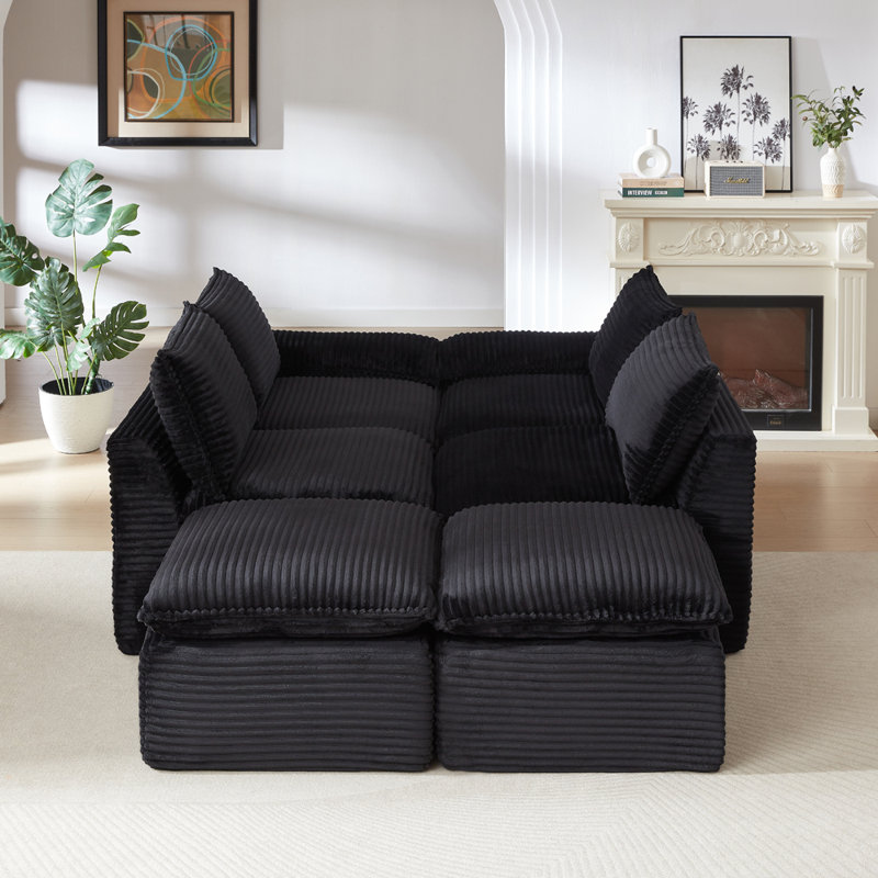 Canapé modulaire large rembourré 101,57 po, Noir