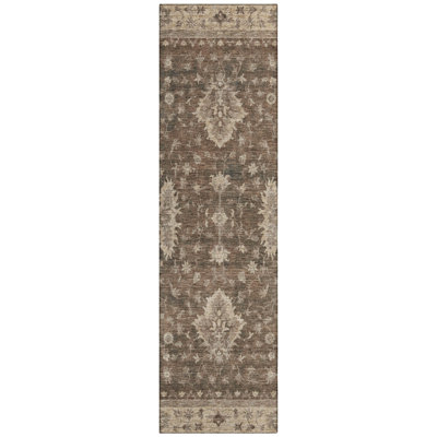 Machine Washable Indoor/Outdoor Xhevrie Brown Rug