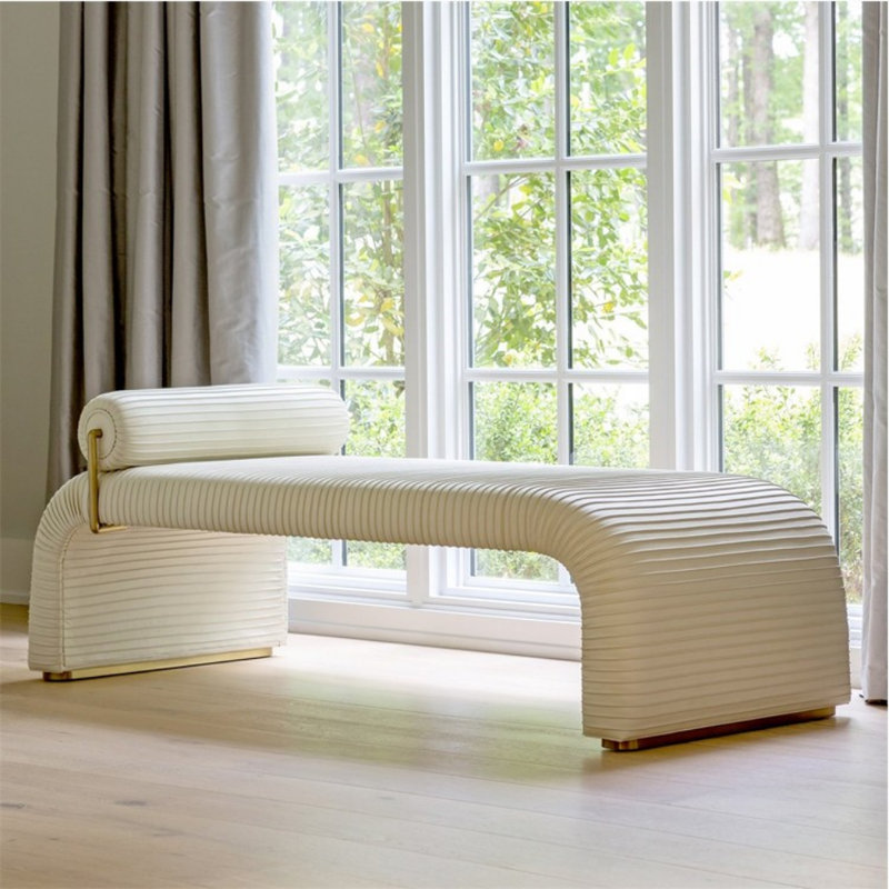 Banc de luxe italien à lumière simple, Blanc cassé / blanc