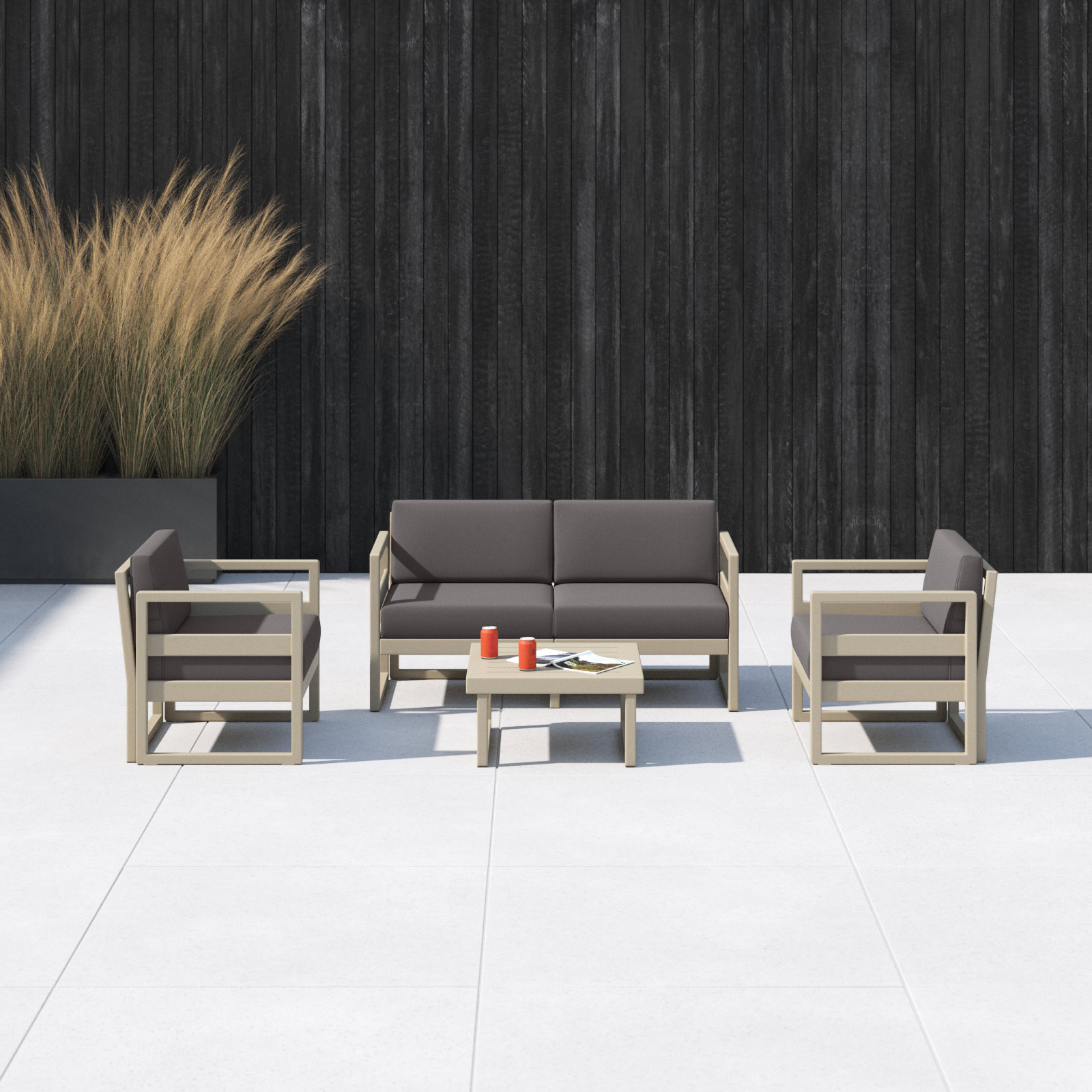 Lane 4-Person Patio Seating Group, Taupe, Charcoal