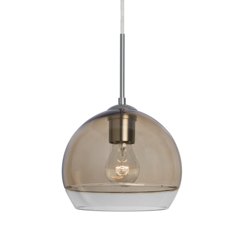 Emelia 1 - Light Single Pendant, Satin Nickel, Smoke, 9.75" H x 11.5" W x 11.5" D