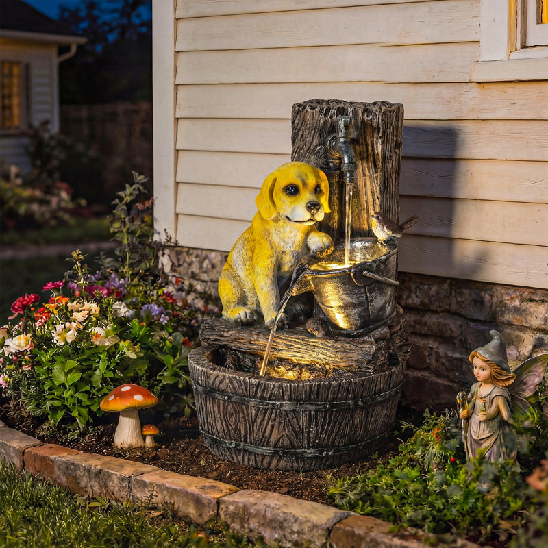 Outdoor Fountain with Lights