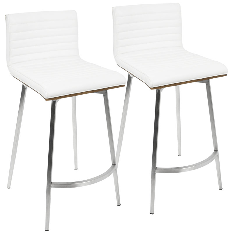 Middlebrook Swivel Upholstered Counter Stool with Metal Frame, White