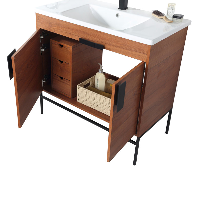 Allimae Bathroom Cabinet, Walnut