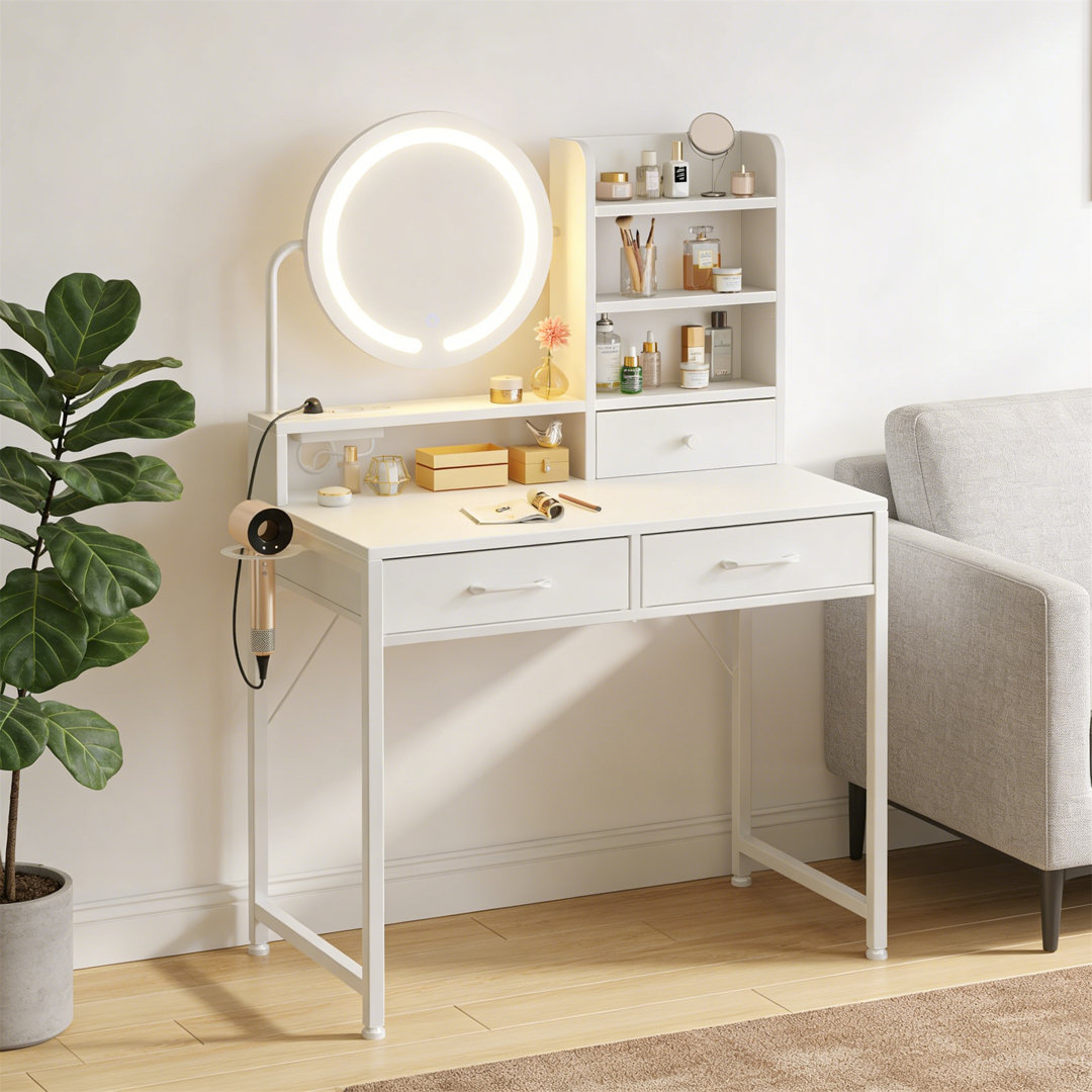 Featuring A Lighted Mirror, Wooden Storage Drawers, Built-In Charging Ports, And Adjustable Shelves, It’S The Addition To Your Bedroom Or Dressing Are