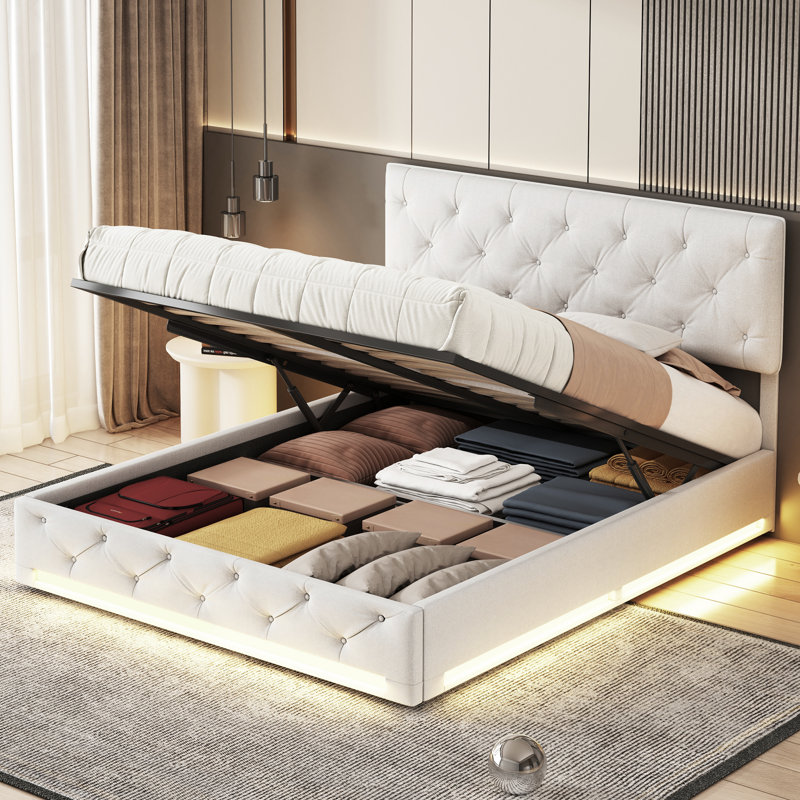 Upholstered Ottoman Storage Bed, European Double (140 x 200 cm)
