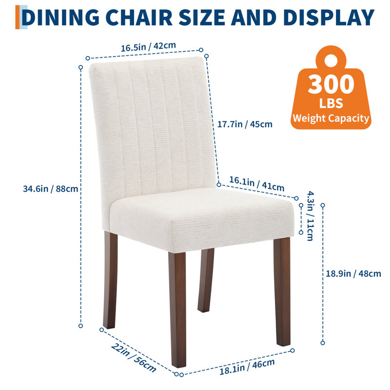 Linen Upholstered Dining Chair, Beige, Beige, Beige
