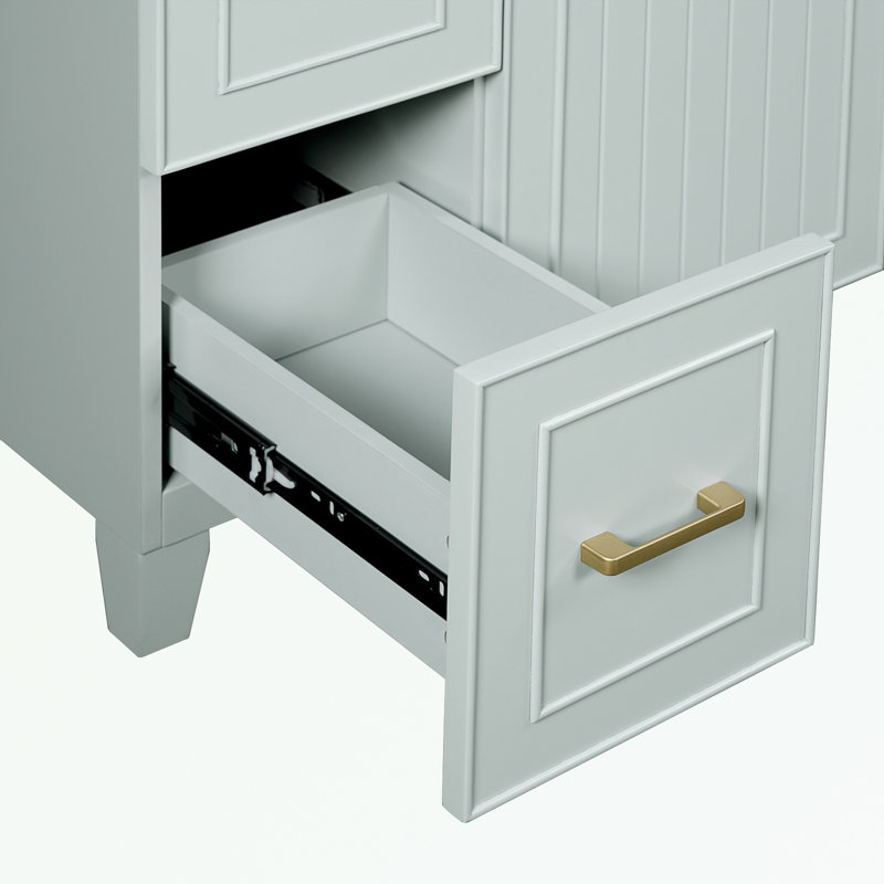 Bathroom Vanity with Ceramic Sink, 4 Drawers and Adjustable Shelf