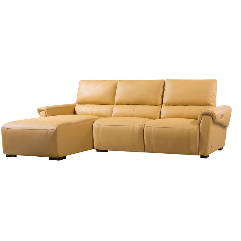 Minnich Upholstered Power Reclining L-Shaped Sectional, Left Hand Facing, Mustard