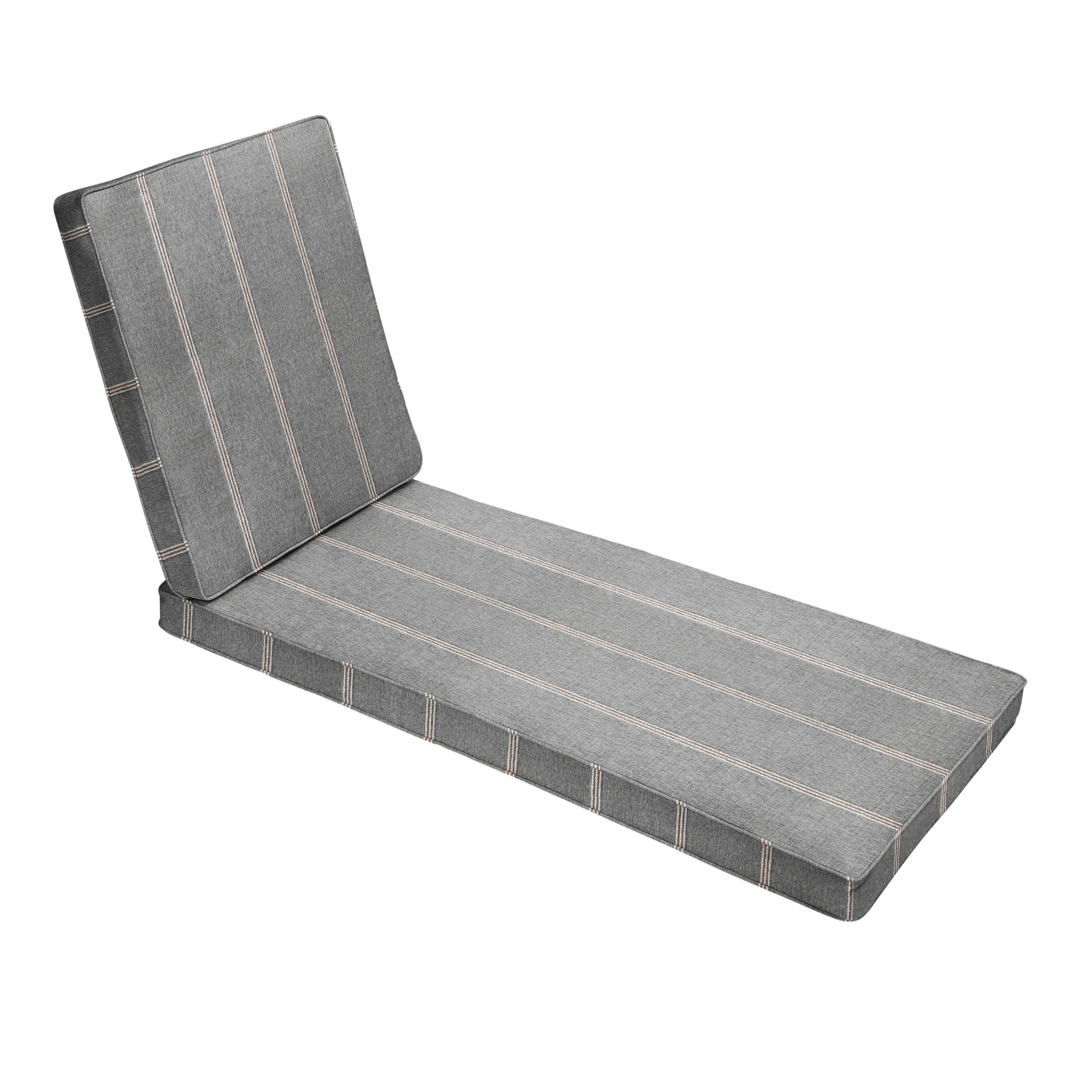 Lengthen Sunbrella Stripe Outdoor Chaise Lounge Cushion, 25" W x 79" D, Tan