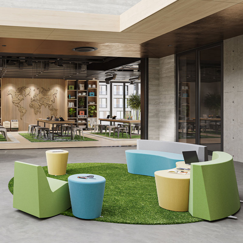 Green Jellybean Shaped Synthetic Indoor/Outdoor Area Rug 4' x 6'