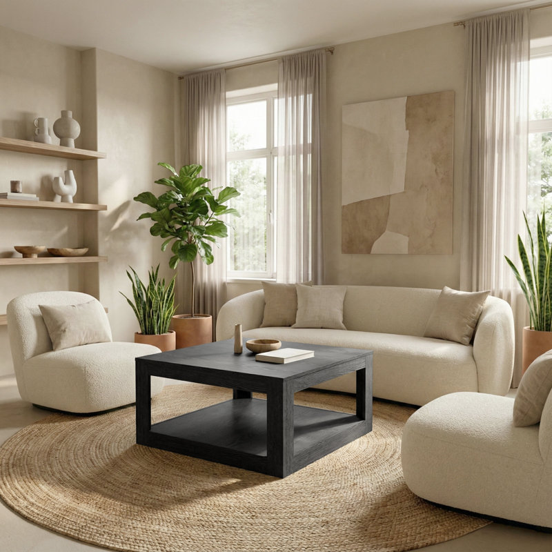 Allysyn Contemporary 31.5" Square Coffee Table, Gray Wood