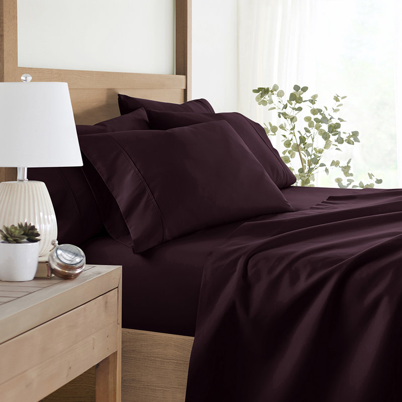 Sheet Set Solid Microfiber Ultra Soft Bedding, Twin Sheet Set with 2 Pillowcases, Purple