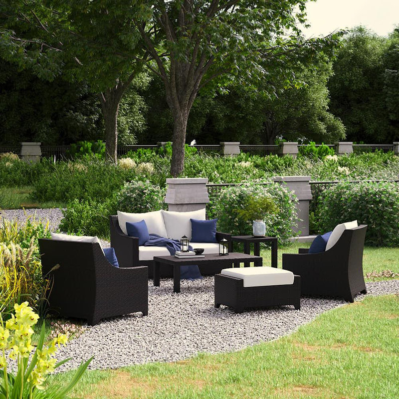Fionnula 5 - Person Patio Conversation Set with Cushions, Canvas Regatta Sunbrella® Canvas