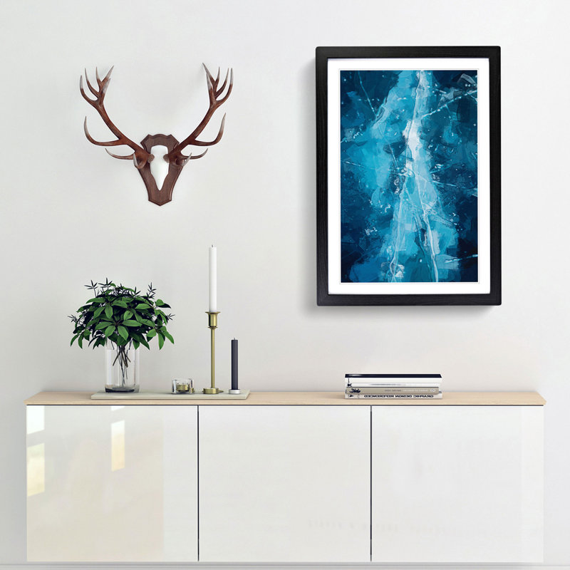 The Cracked Ice in Abstract - Picture Frame Graphic Art Print, 36cm H x 27cm W x 2cm D, Black Framed