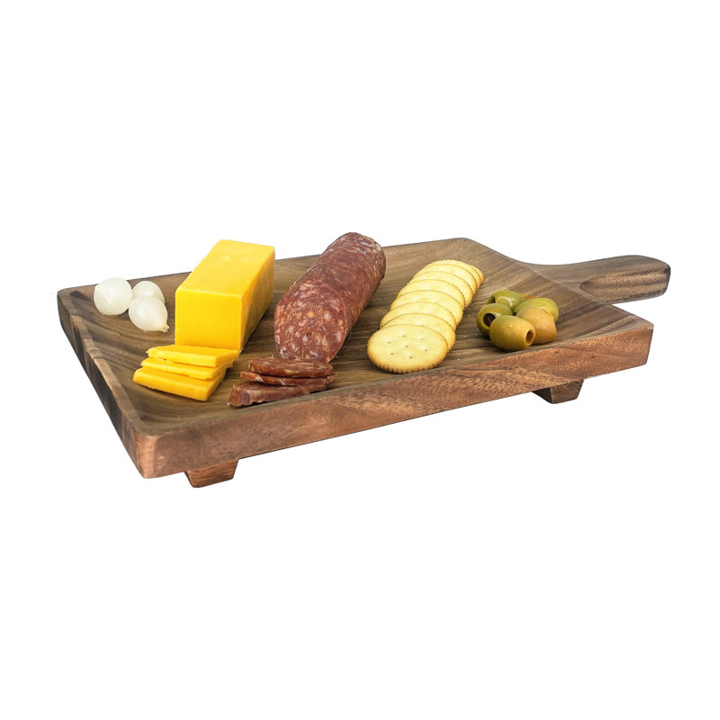16" Rectangular Footed Serving Tray With Handle
