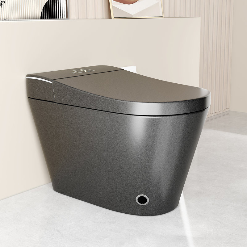 Smart Toilet One Piece In Grey, W/built-in Bidet, Auto Open/close Seat, Warm Water/dryer For Home Bathroom, Gray