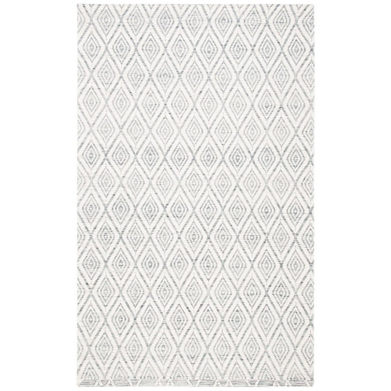 Karaline Hand Woven Wool And Cotton With Latex Geometric Rug, Rectangle 4' x 6'