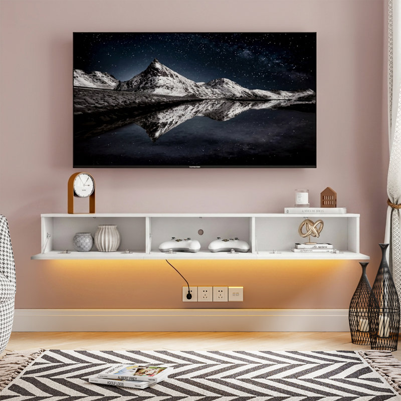 Floating TV Stand Up to 75" TV Wall Mounted Media Console, White