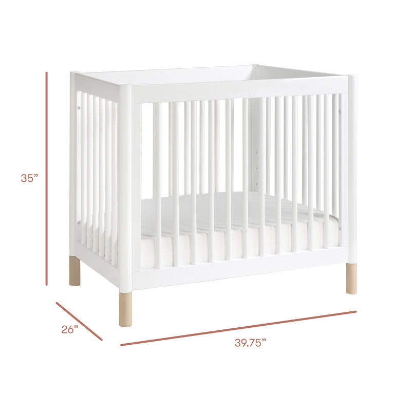 White and Washed Natural 4-in-1 Convertible Mini Crib