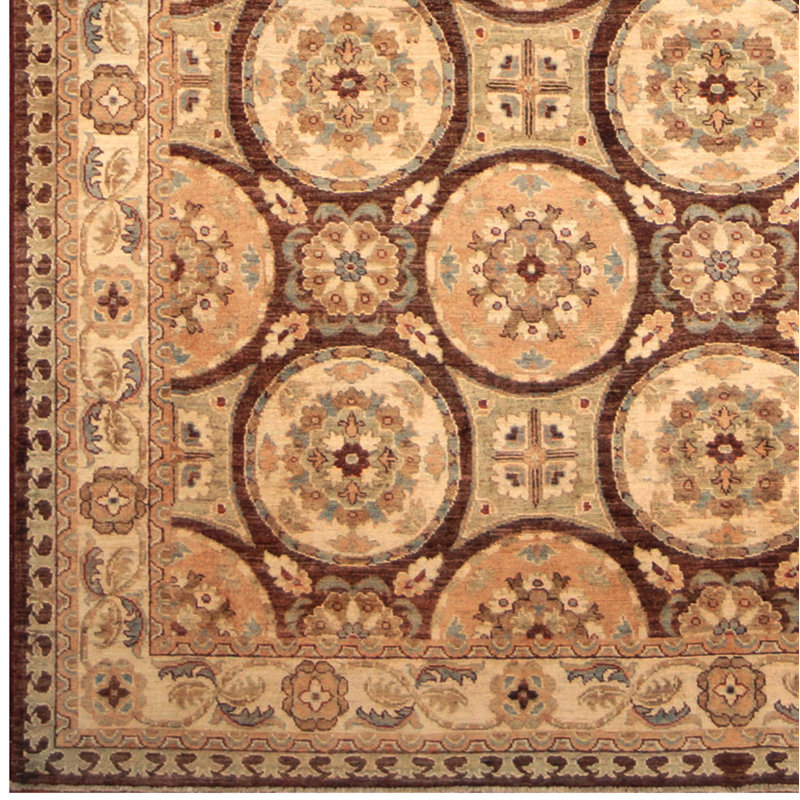 Tapis de la zone en laine brun/beige 7 pi x 10 pi 5 po one-of-kind à la main noué la Babin
