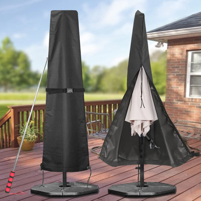 Patio Umbrella Parasol Cover - 600D Waterproof Outdoor Market Umbrella Cover - Fits Market Umbrella Up To 12 Feet by Arlmont & Co.