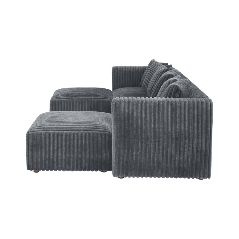 Canapé modulaire Dornwich, Fausse fourrure grise foncée, H 27 po x l 101,5 po x P 62 po