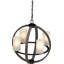 Lustre suspendu 4 lumières en noyer bronze orbitale / sphère / croix / entrecroisé / globe avec abat-jour cylindrique en verre gravé blanc